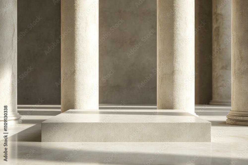 Poster Many columns in a building, useful for architectural or construction design concepts
