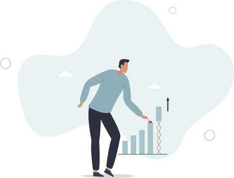 Growing business graph, increase sale or investment growth, profit rising up or revenue growing, development or improvement concept.flat characters.