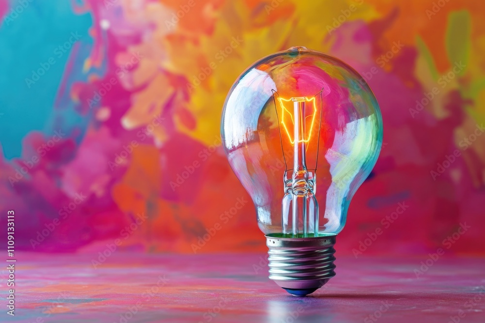 Poster a single light bulb sits on top of a table, providing ambient light