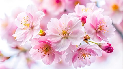 Elegant Sakura Flower Cherry Blossom Isolated on White Background - Captivating Spring Beauty in Fashion Photography, Floral Aesthetics, and Nature's Delicate Artistry
