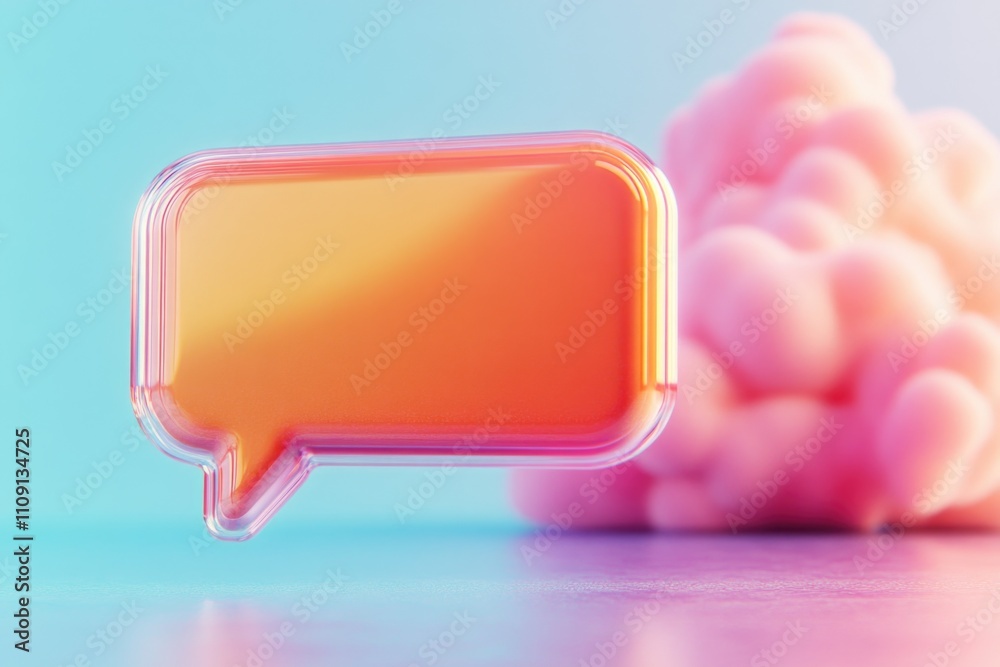 Poster a bright orange speech bubble sits atop a table, ready for use in various contexts