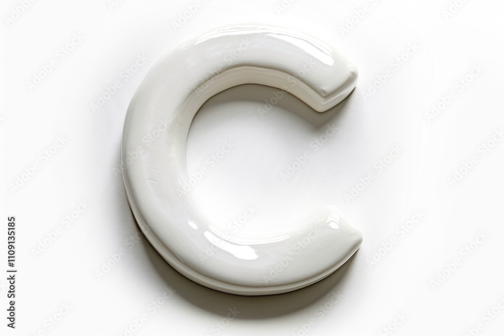 Poster a detailed view of the uppercase letter c on a white background, ideal for use in educational or des