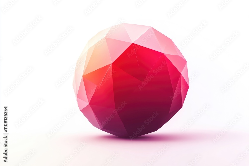 Poster a geometric shape with red and pink colors on a white background