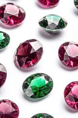 Fototapeta premium A collection of colorful diamonds arranged on a white background