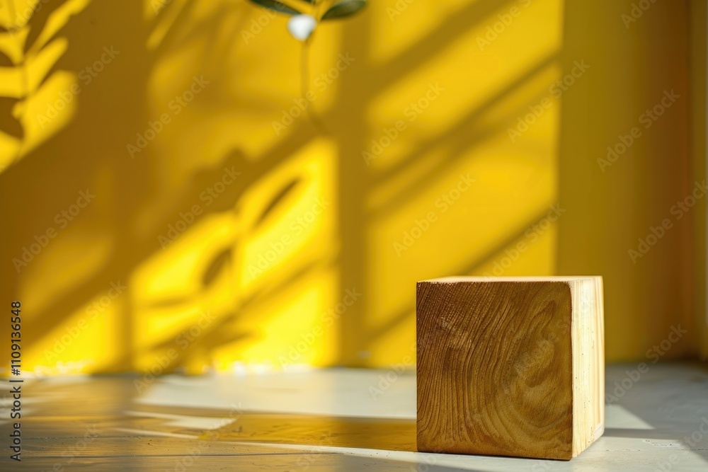 Poster A simple wooden block resting on a table surface