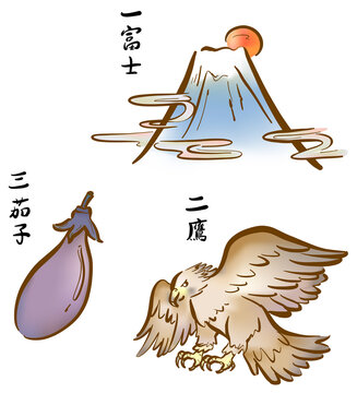 真作/田中秀仙/一富士二鷹三茄子図/花鳥図/初夢/正月/掛軸☆宝船☆AF-323 真作/田中秀仙/一富士二鷹三茄子図/花鳥図/初夢/正月/