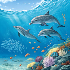 Fototapeta premium the world of dolphins