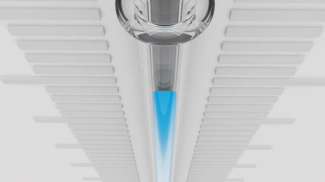 Plummeting temperature animation.
Macro animated view of a thermometer. The blue line representing the temperature is rapidly dropping, indicating a sharp decrease in temperature over time.