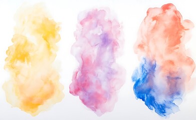 Fototapeta premium Colorful pastel watercolor paint powder splashed on a white background
