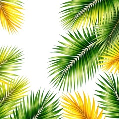 Obraz premium Tropical palm leaf pattern in shades of green and yellow, template, pattern, abstract, texture, gradient