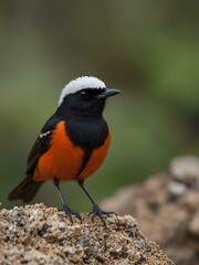 Fototapeta premium White-capped redstart bird in its natural habitat.