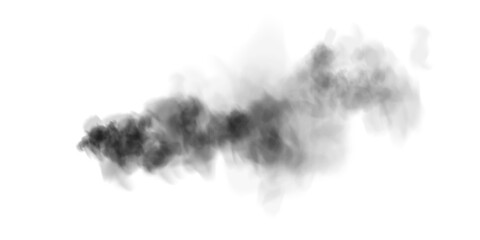 Bright black Smoke Cloud Illustration. Fantastic black smoke. Magic smoke. Smog cloud on podium or stage. Fog vapor over ground or water surface, magic haze.