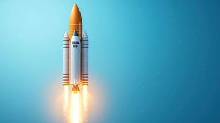 Launching Rocket in a Clear Blue Sky