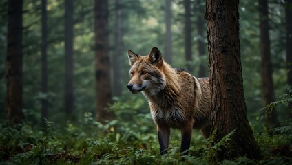 Fototapeta premium Wild animal in a forest setting.