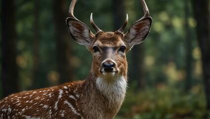Obraz premium Wild fallow deer in nature, close-up view.
