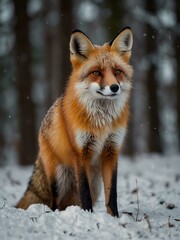 Obraz premium Wild fox in a winter forest.