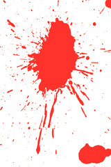 Black Messy Creative Ink Splatters Drips and Inkblot Close Up on White Background