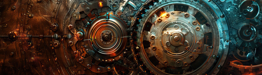 Steampunk Carnival: Steampunk carnival colors like steam engine copper, mechanical gear brass, and clockwork silver create a steampunk carnival theme