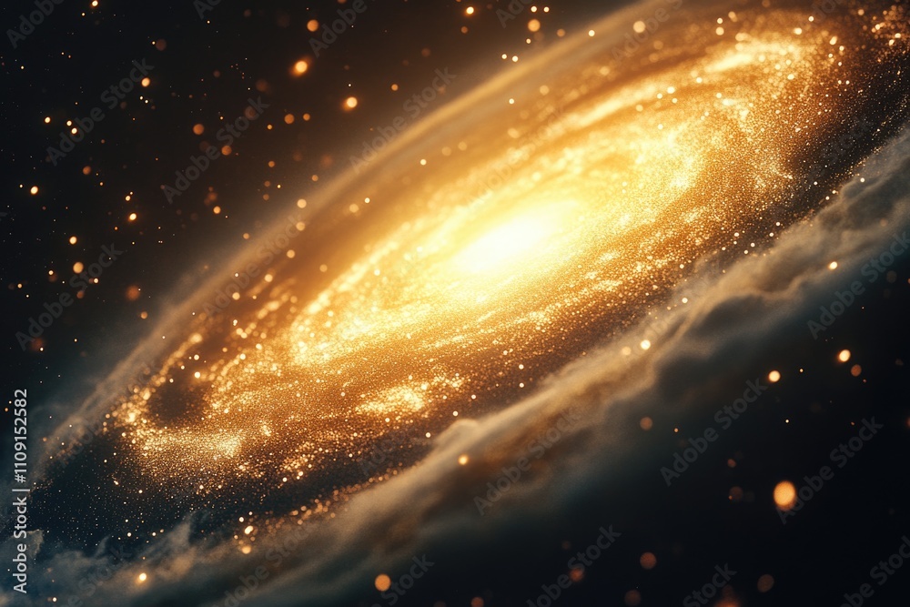 Aufkleber a stunning image of a spiral galaxy with a bright yellow center, perfect for use in astronomy-relate