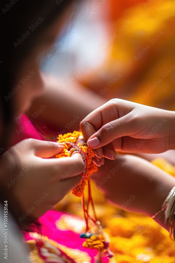 Poster close-up of a hand holding a delicate bracelet with intricate design