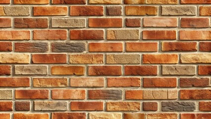 Fototapeta premium A seamless pattern of a brick wall with a warm color palette featuring various hues of red, orange, and brown