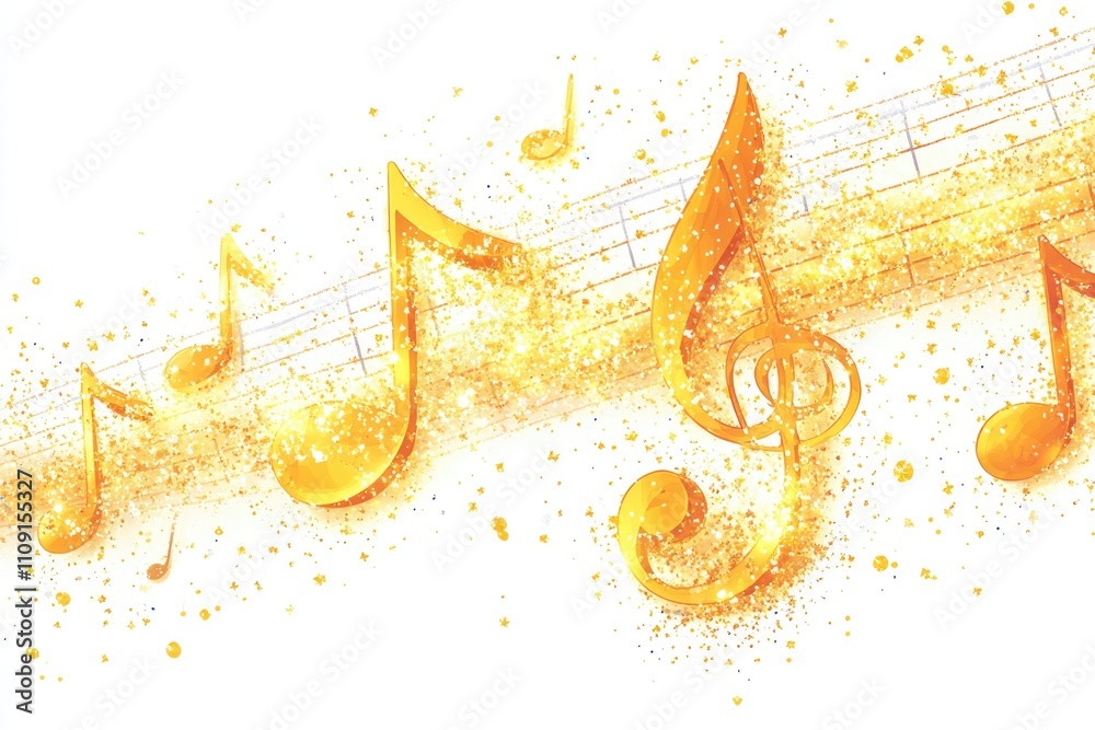 Poster Simple design featuring a group of musical notes on a white background, suitable for use in music-related projects