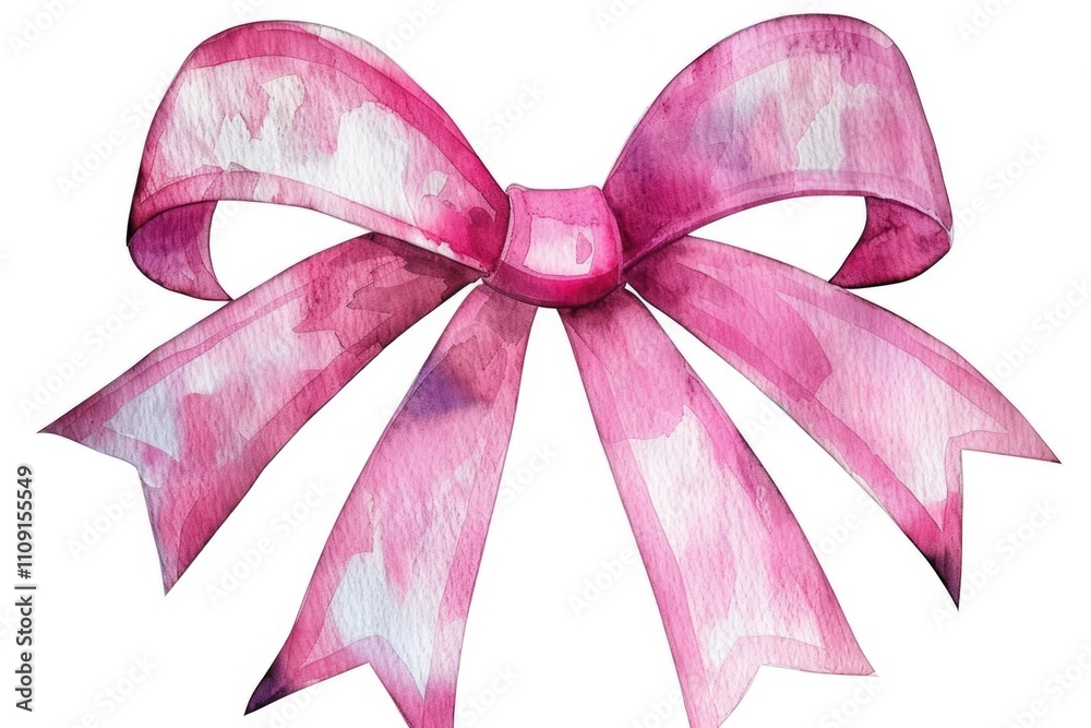 Poster a delicate pink bow on a clean white background, perfect for use in designs and layouts