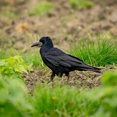 Rook (Corvus frugilegus) in spring.