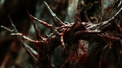 Close Up of Bloody Thorns: A Dark and Spiky Plant