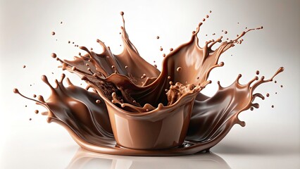 Fototapeta premium Stunning Double Exposure Chocolate Milk Splash on Clean Background for Creative Food Photography