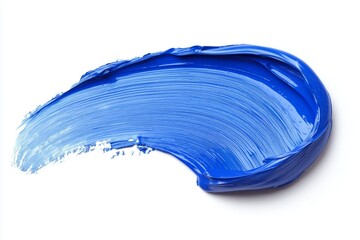 Isolated stroke of blue oil paint on white background. Photorealistic volumetric stroke of blue...