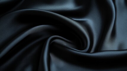Fototapeta premium Elegant Black Satin Fabric Texture - Soft and Smooth Material Background