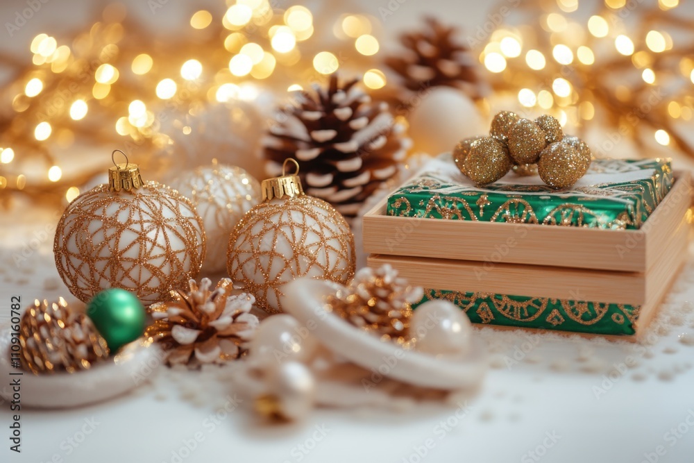 Aufkleber a stack of colorful christmas ornaments on a table