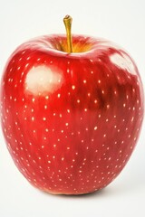A juicy red apple with distinctive white spots