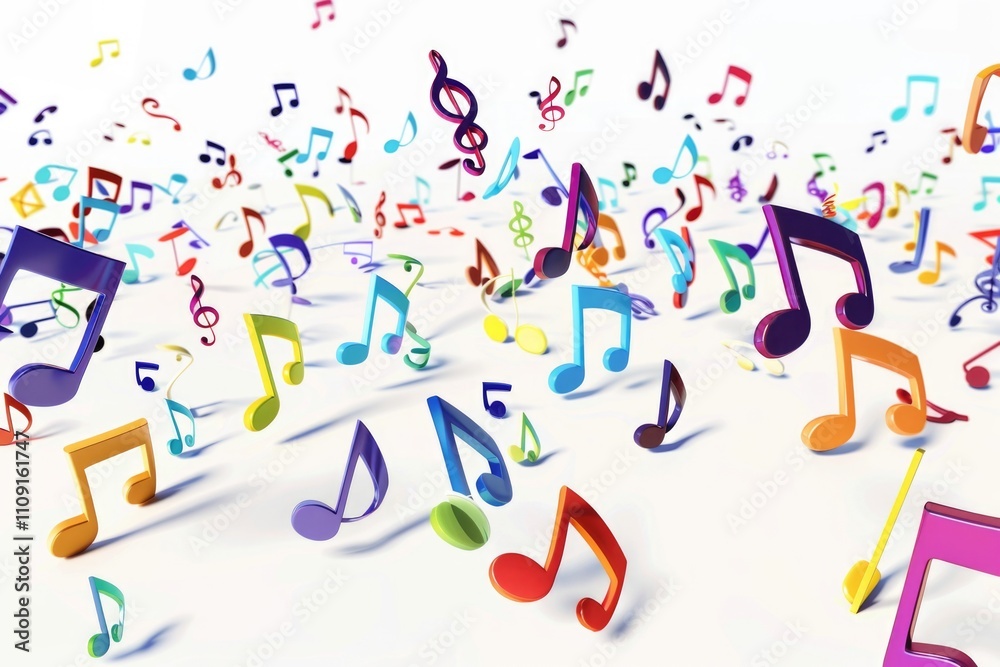 Aufkleber a group of vibrant musical notes suspended in the air, perfect for adding a touch of whimsy to your 