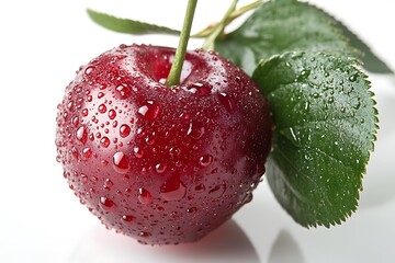 sweet cherries fruits heap pile close up isolated on white background
