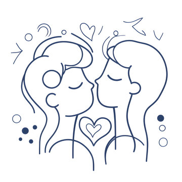 kissing couple line art drawing clip art preview