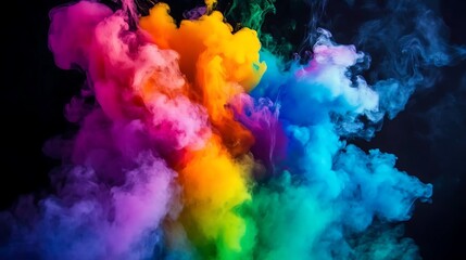 Fototapeta premium Colorful smoke explosion on a black background,