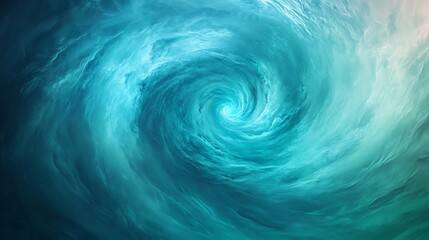 A dynamic swirl of vibrant teal and icy blue hues blending seamlessly with a misty texture, evoking a sense of energy and depth, set against a gradient of twilight colors.