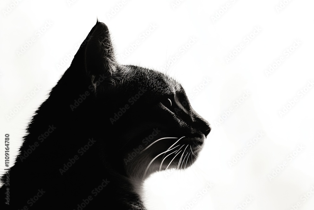 Poster a close-up image of a cat in monochrome tone