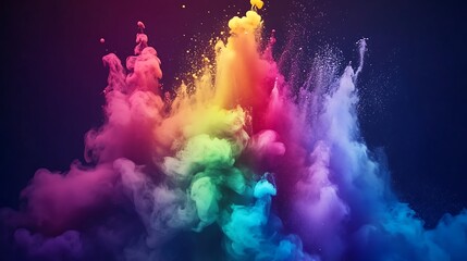 Colorful smoke explosion on a black background,
