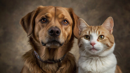 Fototapeta premium Dog and cat together
