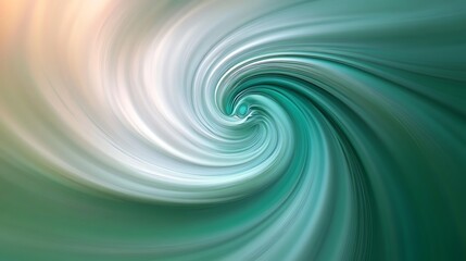 Fototapeta premium A dynamic swirl of vibrant pearlescent white and emerald green hues blending seamlessly with a misty texture, evoking a sense of energy and depth, set against a gradient of twilight colors.