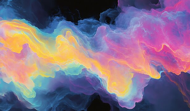 Colorful smoke explosion on a black background,