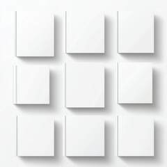 A clean and modern arrangement of blank square canvases on a white background, perfect for showcasing designs or artistic concepts. Ideal for presentations and creative projects.