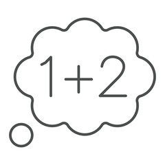 Obraz premium Math cloud bubble thin line icon, back to school concept. Vector graphics. Numbers sign on white background, outline style icon for mobile or web design.