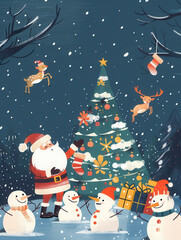Naklejka premium christmas background with santa claus