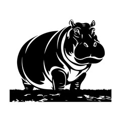 Hippo illustration vector icon