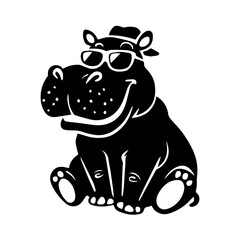 Hippo illustration vector icon