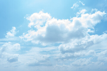 Serene Blue Sky Fluffy White Clouds Nature Background